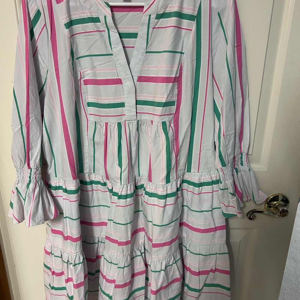 Crown and Ivy Pink and Green Striped Shirt